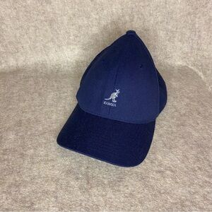 Kangol Wool Flex Fit Stretch Baseball Cap Logo Men's Sz L/XL Navy Blue EC